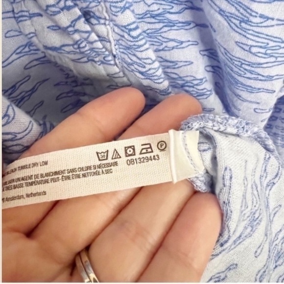 Free People Intimately Size Small Blooms For You Loungewear Shirt Blue Abstract - Picture 7 of 8